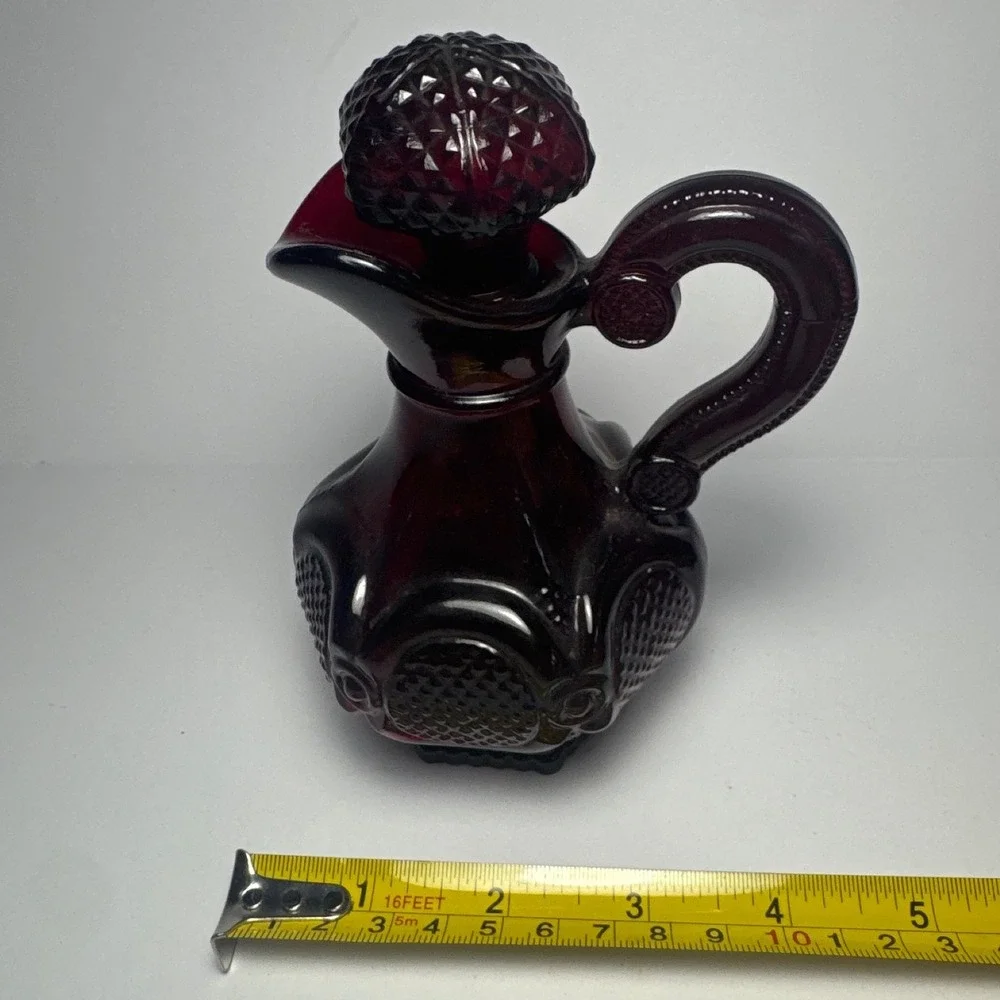Avon Decanter Cruet Unisex OS Ruby Red Cape Cod Diamond Point Glass